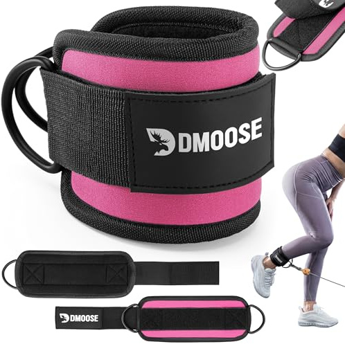 DMoose Knöchelriemen für Krafttraining, Riemenscheibe, Einheitsgröße mit Polsterung von höchster Qualität, für Sport, Kickback, Gesäßtraining