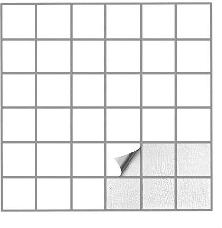 Kiwistar Fliesenaufkleber Weiss Seidenmatt - 7,5 x 7,5 cm - 25 Stück - Klebefliesen zum Überkleben von Wandfliesen - Fliesensticker für Küche Bad Fliesenmuster - selbstklebend und wasserfest