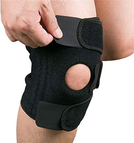 Hually Kniebandage Knieschützer mit Klettverschluss und Patellaöffnung – Knieschoner für Sport und Alltag – Kniestütze für Damen und Herren (schwarz)