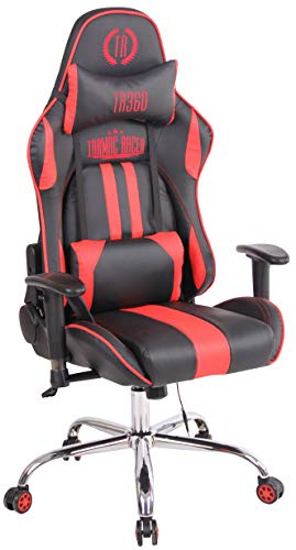 CLP Gaming Bürostuhl Limit XM Mit Kunstlederbezug I Gamingstuhl mit Fußablage I Höhenverstellbar I Computerstuhl Mit Massagefunktion, Farbe:schwarz/rot