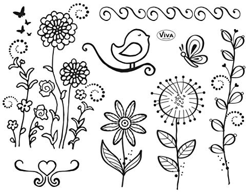 Viva Decor Clear-Stamps (Vogel & Schmetterling) Silikon Stempel - Prägung Stempel - DIY Dekoration stanzen - Stempel Silikon - DIY Stamp - Stempel Prägung - Designed Germany