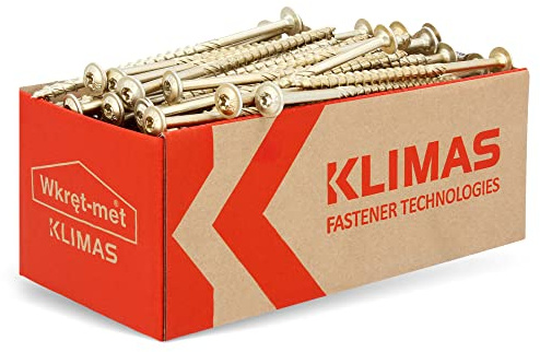 KLIMAS Träskruvar Torx tallrikshuvudsskruvar 6,0 x 120 mm 50 stycken | Tvättmaskiner skruvar terrängskruvar universalskruvar takkonstruktion set TX gul