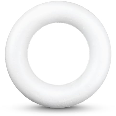 Netuno 5 Stück Styropor Ring 15 cm weiß Vollring Polystyrol Kranzrohling rund für Kränze DIY Basteln Advent Weihnachten Osterdeko Blumenkranz Türkranz Schaumkranz Dekoration