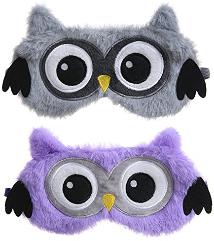 Schlafmaske Kinder Frauen, NALCY 2 Stück 3D Süße Tieraugenmaske, mit Verstellbares Gummiband Nachtmaske, für Kinder MäDchen Frauen Reisen Nickerchen Nacht, Damen Geschenk