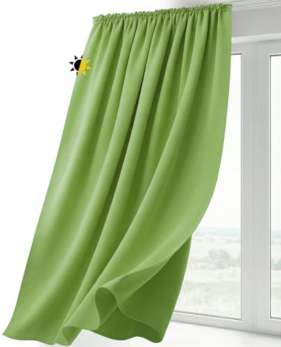 BEAUTEX Verdunklungsvorhang 140x225 Apfelgrün Kräuselband Blickdicht | lichtmindernd, wärmeisolierend, pflegeleicht, waschbar, für Schiene geeignet, viele Farben und Größen
