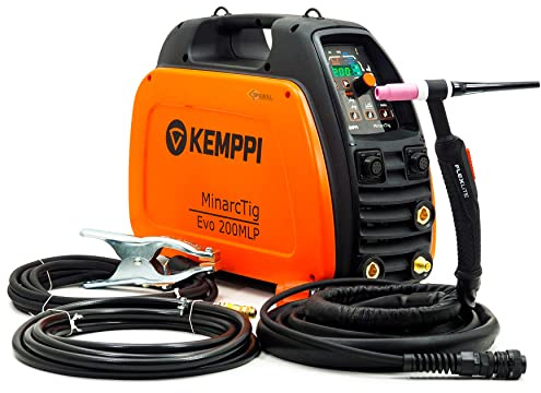 KEMPPI MinarcTig EVO 200MLP Pulse DC WIG 200 ampere svetsmaskin inverterare rostfritt stål, orange, 449 x 210 x 358