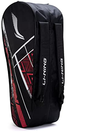 Li-Ning Raider Max Double Zipper Polyester Badminton Kit Bag (Black, Large) | Unbreakable Zippers | Easy Mobility | Unisex - Men, Boys, Girls, Women