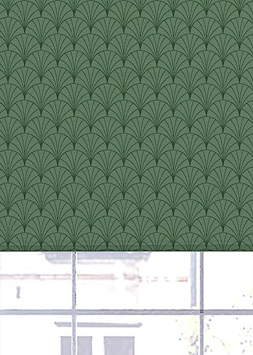 Lister Cartwright Oriental Fan Blackout Roller Blinds Windows Blinds Child Safety Easy Fit Made to Measure (Green, 150 cm Width x 140 cm Drop)