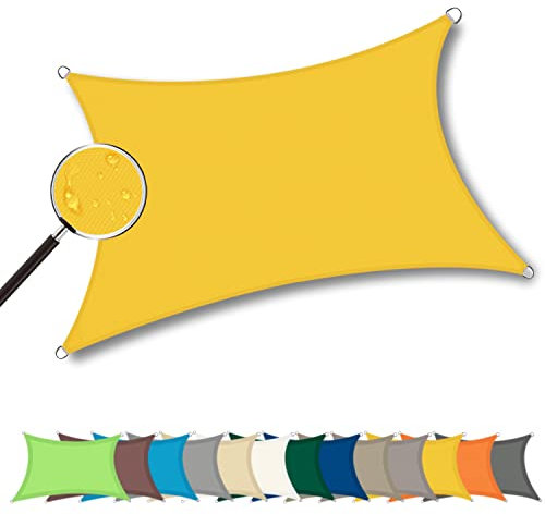 Vela Ombreggiante 2x5m, Telo ombreggiante, Antivento Impermeabile Protezione Raggi UV con Kit di Fissaggio Professionale per Esterni, Cortile, Giardino, Crema - Gelb