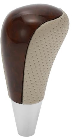 X AUTOHAUX Car Automatic Gear Stick Shift Shifter Knob Beige Brown Wood Pattern