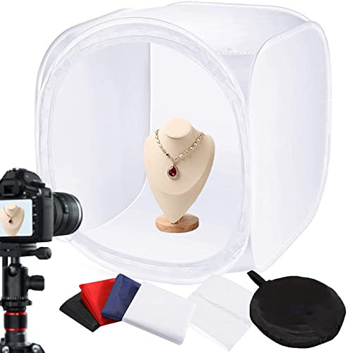 BOLLUMA Scatola luminosa 60 x 60 x 60 cm, Studio fotografico portatile Lightbox Kit tenda pieghevole con 4 colori tele di sfondo per fotografia