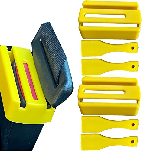 HowseHold Seat Belt Buckle Guard Cover 2 Pack & 4 Release Keys | Universal Fit, Prevents Kids & Disabled Passengers Unbuckling Seat Belts (2x Yellow Buckle Guards)