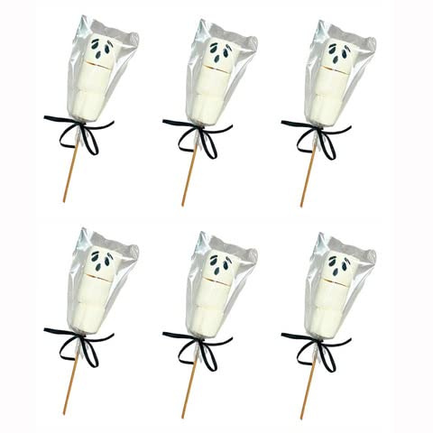 Zeus Party Spiedini di Marshmallow Tema Fantasma Halloween Dolcetto o Scherzetto 6 Spiedini di Marshmallows