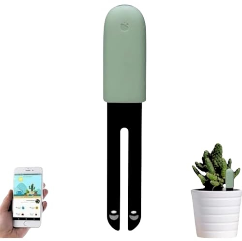 4 in 1 Pflanzenfeuchtigkeitsmesser, Bodenfeuchtigkeitssensor, Intelligenter Pflanzen Bodentester überwacht automatisch Feuchtigkeit/Licht/Fruchtbarkeit/Temperaturniveau, für Mijia APP (grün1PCS)