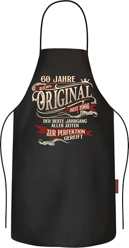 LOBO NEGRO Grillschürze für Männer zum 60.Geburtstag: Bester Jahrgang 1966 - Kochschürze Küchenschürze aus reiner Baumwolle schwarz