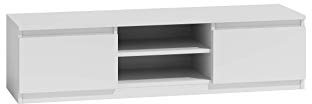 CDF TV-Schrank 140 | Farbe: Mattweiß | Moderner Fernsehtisch | Ablagen für Audio-/Videogeräte | Stauraum für Kleinigkeiten | Ideal für Wohnzimmer, Schlafzimmer | Einfache Montage