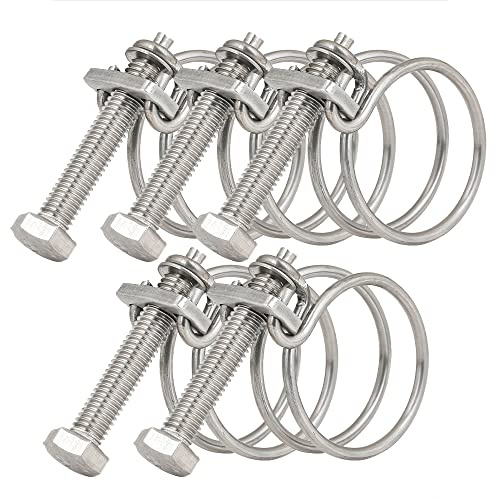 Lot de 5 colliers de serrage à double fil réglables en acier inoxydable 201 pour étang 50-55 mm
