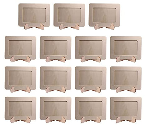 YWNYT 15 Stück unlackierte Massivholz-Bilderrahmen, DIY-Holz-Bilderrahmen mit Ständer für Kunst, Handwerk, Massivholz-Bilderrahmen für Dekoration, DIY-Malprojekt, 19 x 14 cm
