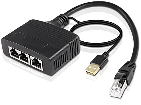 XMSJSIY Ethernet Splitter 1 a 3 Internet Ethernet Switch RJ45 a 3 Network Divider Adapter Converter 100Mbps ad alta velocità LAN Distributore per Cat5/5e/6/7/8 (1 Maschio a 3 Femmina)