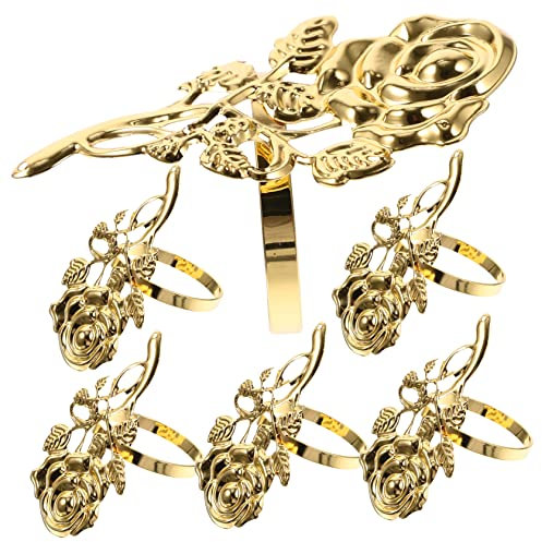 UPKOCH 6stücke Elegante Serviettenringe Design Für Esstische Hochzeiten Bankette Und Hotels Metall Serviettenhalterring Mit Rosenmotiv
