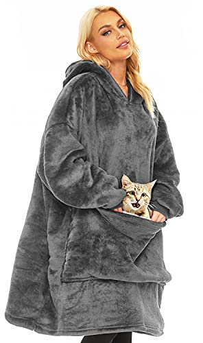 Gentlewarm übergroße Hoodie Sweatshirt mit Kapuze, Super Weich und bequem Flanell Damen Kapuzenpullover Hoodie Decke für Erwachsene, Männer, Frauen, Teenager