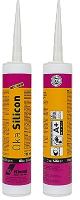 1 Stück Siliconfuge KIESEL Oka Silicon (anthrazit), 310 ml Kartusche Silicondichtstoff für Bad Dusche Küche Sanitär Baufugen Fliese Dichtstoff Abdichten