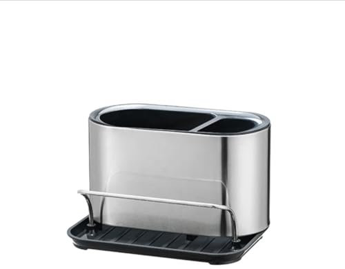 Mayaaran Premium Küchenspüle Organizer, Küchenspüle Caddy, Spülbecken ordentlich, Schwammhalter - Edelstahl Küche Caddy mit Abtropfschale Ideal für ordentliche Aufbewahrung von Schwamm, Flüssigkeit