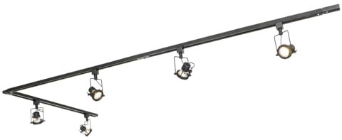 QAZQA - Industrie I Vintage I Smartes Schienensystem Komplettset I Spotlight I Deckenspot I Deckenstrahler I Strahler schwarz 1-phasig inkl. 5-flammig Wifi GU10 - Iconic Suplux Dimmer I Dimmbar I Wohn