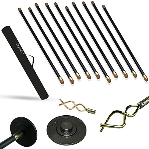 12 Pcs / 9 Meter Drain Rods for Outside or Inside Drain Flexible, Professional Heavy Duty Unblock Plunger Double Worm Screw, Drainage Pipes Cleaning Gutter Road Unblocker with Carry Bag - Black