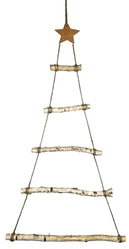 Namzinc Holzleiter Weihnachtsbaum Wand Deko Tannenbaum Leiter zum Aufhängen | Weihnachtsdeko 70 x 40 cm