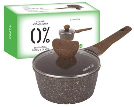 KASANOVA Casseruola 18 cm antiaderente 0 grassi con coperchio marrone Cottura