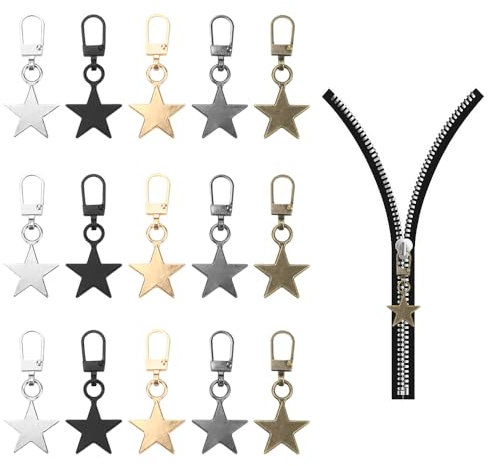 TANCUDER 15 Stück Reißverschluss Zipper, Abnehmbarer Reißverschlussabzieher, Reißverschluss Anhänger, Reißverschluss Schieber, Metall Reißverschlusslaschen für Jacken, Hosen, Stiefeln, Handtaschen
