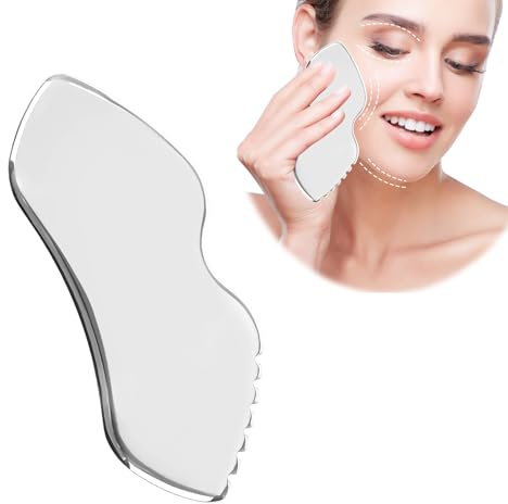Gua Sha Facial Tool, Stainless Steel Guasha Scraping Massage Tool, Metal Lymphatic Drainage Massage Scraper for Face, Eyes, Neck, Body