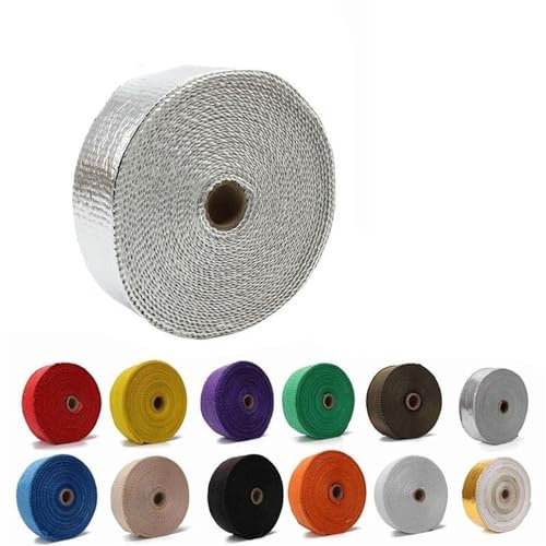 HESHUWEN Hitzeschutzband 1 Stück 5M 10M 15M Motorrad Auspuff Thermoband Header Heat Wrap Manifold Isolierung Beständig Hitze Fiberglas Mit Edelstahlbändern Auspuff Hitzeschutzband(5cmx5m Orange)