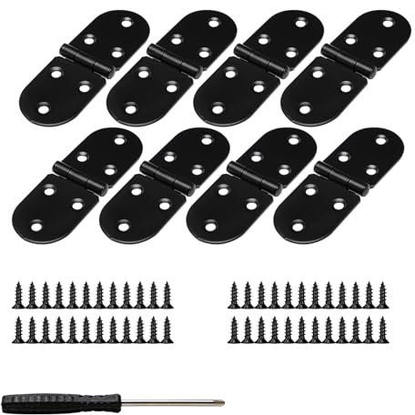 Sxutop 8 Pièces Charnières Table Pliante Bord Arrondi Charnière Flip à 270 degrés Rabat Noir Exterieur Charnière Meuble avec Vis et Tournevis