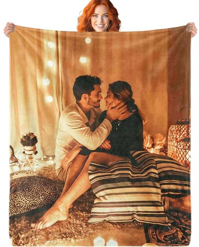 ERICAT personalisierte Decke Foto und Text,Decke personalisiert Baby Decke,kuscheldecke personalisiert,kuscheldecke mit Foto,selbst gestalten Geschenke für Mama, Papa, Paare, Freundin, Freund