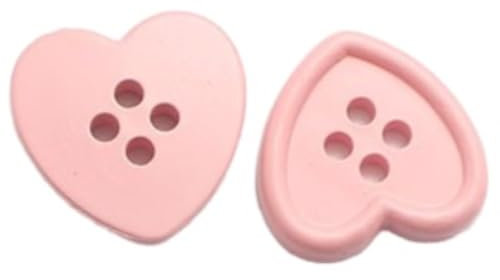 Wambere 60 Stück 18mm Herzförmige Kunststoffknöpfe Hemdknöpfe 4 Löcher Knöpfe Pulloverknöpfe Mantelknöpfe Dekorative Knöpfe Zierknöpfe für Nähen DIY Kunsthandwerk Kleidungsdekoration,Rosa