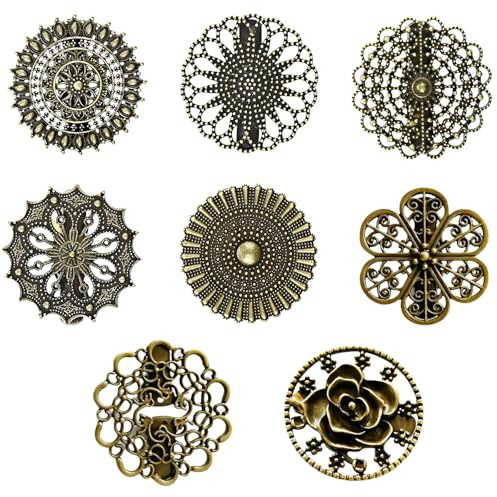 Cardigan Clips Klein Vintage Gold,Forreen 8 Stück Strickjacke Clip Rund Metall Elegante Charme Pullover Clips Kragen Kleid Clips Verschlüsse für Frauen Mädchen Tragen