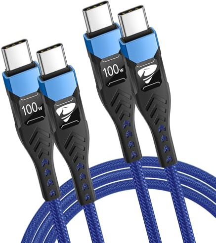 USB C to USB C, 100W 5A Fast Charging Cable [2M/2Pack] USB Type C Charger Fast Charge Lead Usbc to Usbc Cable for iPhone 15 16 Pro Max Plus iPad Pro/Air MacBook Samsung Galaxy S23 S22 Ultra S21 S24