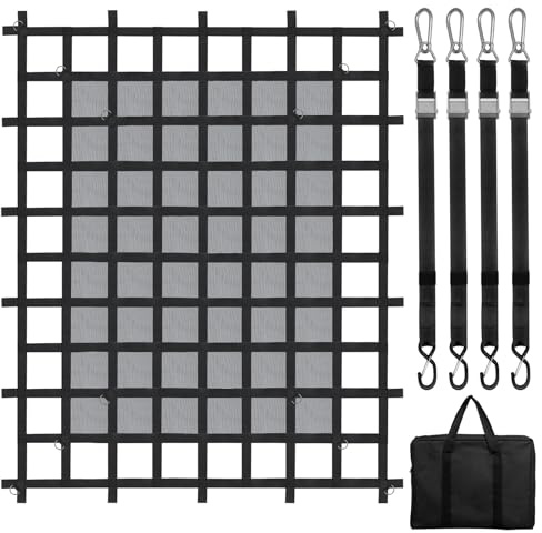VEVOR Filet de Chargement, 183x145 cm, Filet à Bagages Robuste pour Camion, 680 kg, 4 Sangles réglables avec mousquetons et Crochets en S, résistant à l'usure, aux intempéries, pour Jeep, SUV, Bateau