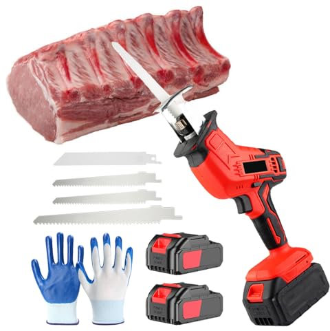 ERSINIAN Sierra para Cortar Huesos de Uso Comercial y doméstico - Sierra recíproca inalámbrica de Mano Profesional - con batería Recargable - para Cortar Carne y Huesos