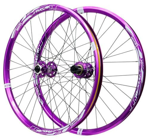 LPYDWZ Lila Mountainbike Laufradsatz 24 Zoll 26 Zoll, Doppelwandige Scheibenbremse Aus Aluminiumlegierung Abgedichtete Lager 29 ER MTB Fahrradräder Felge for HG 7–12-Gang-Kassette(QR,27.5 INCH)