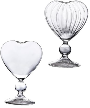 PRETYZOOM Copa de Cóctel de Cristal con Forma de Corazón de 2 Piezas para Beber