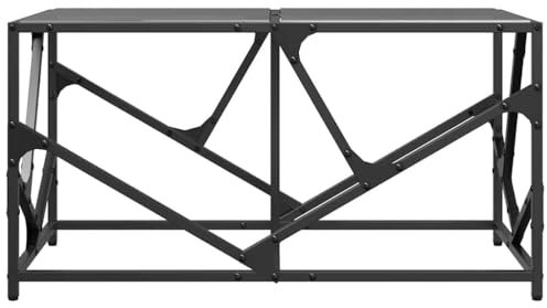 HEFZGDB Couchtisch mit Glasplatte Schwarz 78,5x40x41 cm Stahl Center Table for Living Room Wohnzimmertisch Klein Couch Tisch Wohnzimmer Beistelltisch Klein für Wohnzimmer Innenhof Balkon Garten