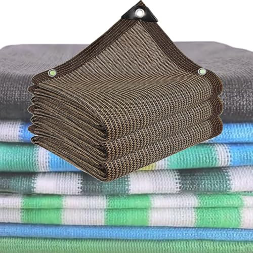 Braun Sonnensegel mit Ösen Schattiernetz Schattennetz mit 90% Schattenwirkung UV-Schutznetz Gartennetz 11 Farben Pass zu Ihrem Garten Sonnenschutzgewebe Windschutz Sichtschutz Zaun[4mX7m]