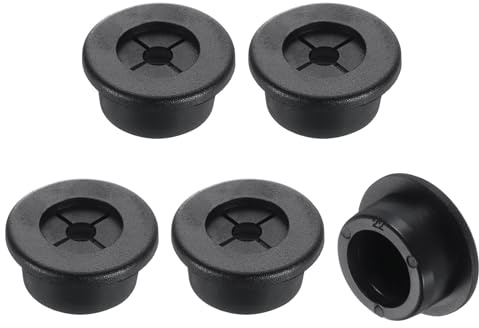 QUARKZMAN 5 Pcs Passacavo in Gomma, 7/8 Pollice (22mm) Passacavo Flessibile per Scrivania Copertura Foro Filo per Organizzazione Cavi Scrivania Ufficio Computer, Nero