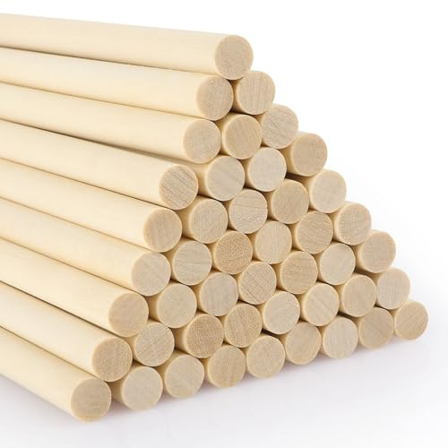 SOSMAR 50 Stück Holzstäbe Rund 8mm Holzstäbchen zum Basteln 30cm Länge Birkenholz Holzleisten zum Basteln Bastelholz Stäbe runde Bastelhölzer für Modellbau DIY Handwerk