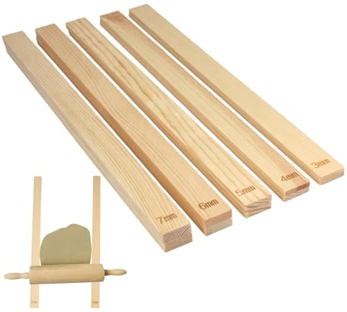 10 Pcs 5 Tamaños Bastones Guías de Espesor de Rodillo, Guías Para el Grosor de Arcilla, Guía Rodillo Madera Guías, Herramientas Ceramica para Herramienta Espesor con Arcilla Polimérica con Cerámica