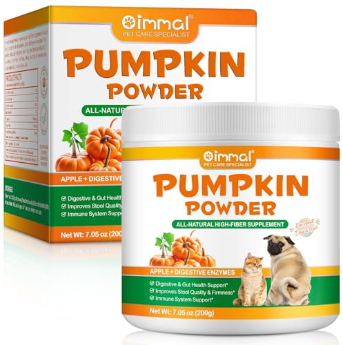 Pumpkin Powder for Dogs - Natural Digestive Health Support with Prebiotic Fiber, Support Gut Function & Tummy Health for Small to Large Breeds Dogs, Dog Digestive Supplement - 7.05 oz (200g)