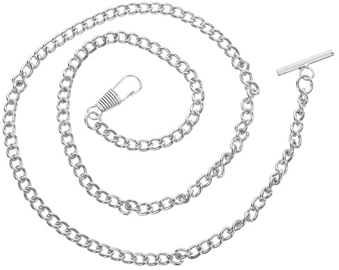 Yardwe Silberne Metalluhrkette für Herren und Damen 65cm Lange Taschenuhrkette mit Vintage Design Feine Verarbeitung und Glanz für Formelle und Freizeit Anlässe